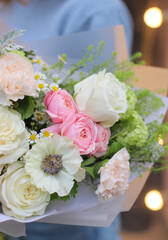 Flower composition. Macro photo. Wedding decor. A Beautiful bouquet of fresh flowers.