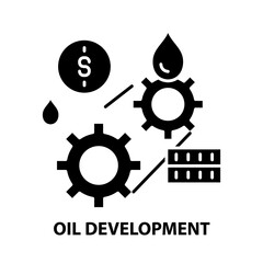 oil development icon, black vector sign with editable strokes, concept illustration