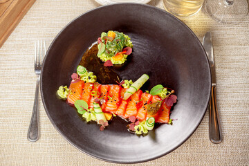 Grilled salmon and vegetables