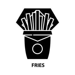 fries icon, black vector sign with editable strokes, concept illustration