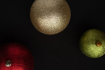 Christmas ornaments baubles decorations, Christmas Holiday black background