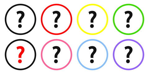 Set question mark sign icons. Answer sign symbols. Support app icons design template, vector illustration