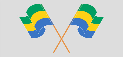 Crossed and waving flags of Gabon