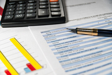 Business financial report and chart data in office. Financial advisor and accounting concept.