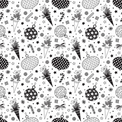 seamless pattern with christmas toys and decorations for home