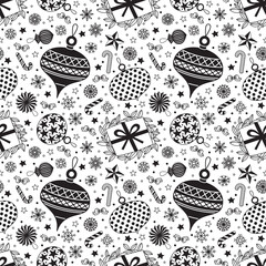 seamless pattern with christmas toys and wonderful gifts