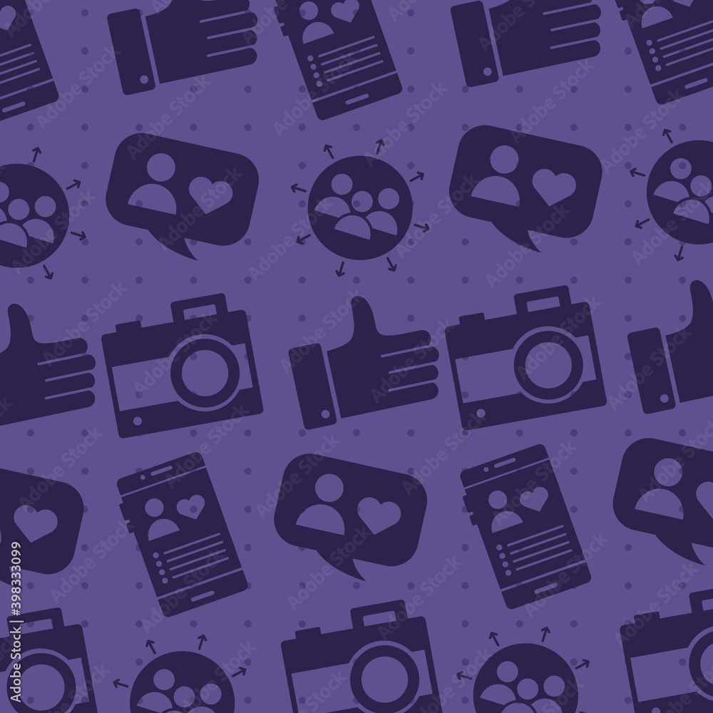 Poster pattern of social media set block style icon