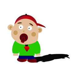 Baby in a red cap and tie, sucking a pacifier!