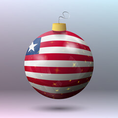 Vector - Merry Christmas ball with Liberia flag