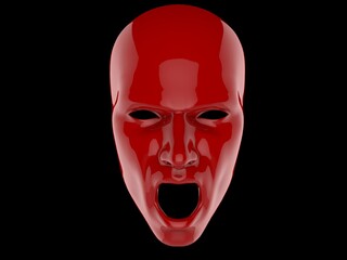 Red screaming computer generated face - isolated on black background