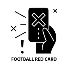 football red card icon, black vector sign with editable strokes, concept illustration