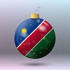 Vector - Merry Christmas ball with Namibia flag