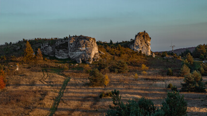 Picturesque autumn on the rocks in Olsztyn