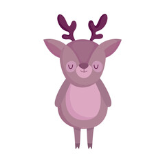 cute reindeer cartoon animal icon white background
