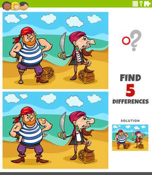 differences educational task for kids with pirates and treasure