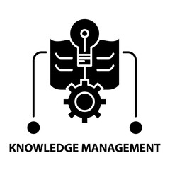 Fototapeta na wymiar knowledge management icon, black vector sign with editable strokes, concept illustration