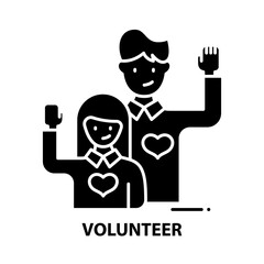 volunteer icon, black vector sign with editable strokes, concept illustration
