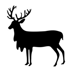 deer animal forest wild in silhouette style icon