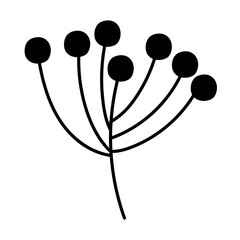 foliage branch fruits nature icon line style white background