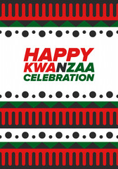 Fototapeta premium Kwanzaa Happy Celebration. African and African-American culture holiday. Seven days festival, celebrate annual from December 26 to January 1. Black history. Poster, card, banner and background. Vector