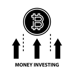 money investing icon, black vector sign with editable strokes, concept illustration