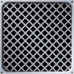 metal grid background.