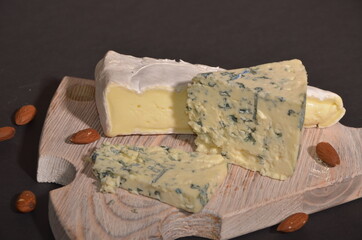 
blue cheese on a wooden board