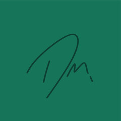 DM green background handwritten logo