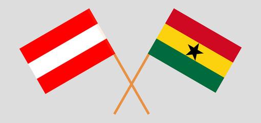 Crossed flags of Austria and Ghana. Official colors. Correct proportion