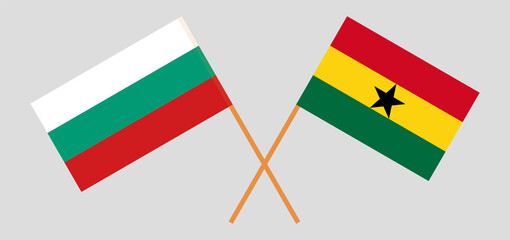 Crossed flags of Bulgaria and Ghana. Official colors. Correct proportion