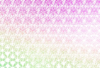 Light pink, green vector background with bubbles.