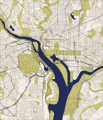 Abstract vector map of the city of Washington D.C., USA.