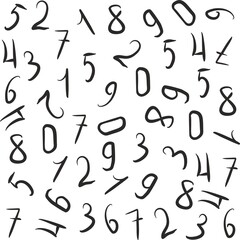 Seamless pattern from hand drawn numbers 1234567890. Vector illustration