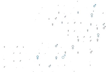 Light blue vector template with man, woman symbols.