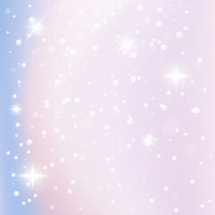 Fantasy princess background with stars, lights and glow. Vanilla sky. Kawaii unicorn wallpaper on hologram backdrop with fantasy glares. Premium vector.