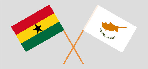Crossed flags of Ghana and Cyprus. Official colors. Correct proportion