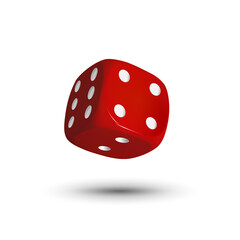 Dice on a white background. Red dice. Casino background. Vector illustration.