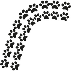 Blue paw in modern style on white background. Colorful line design. Animal cartoon. Fabric pattern. Footprint sign.