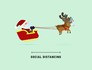 social distancing christmas santa claus reindeer wearing mask