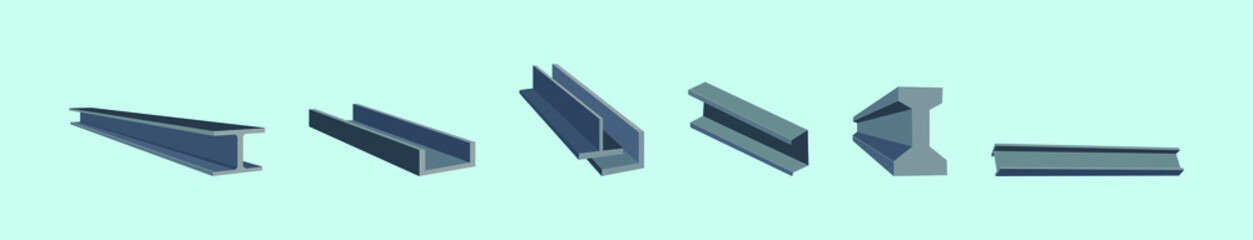 set of steel beam cartoon icon design template with various models. vector illustration isolated on blue background