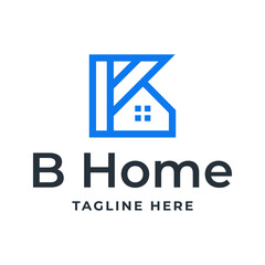 B Letter Real Estate Logo — Home Outline Monogram Vector