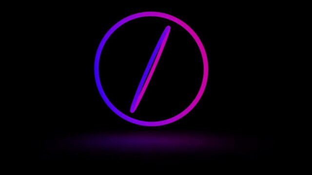 Two neon light circles rotating, orbiting concept, 4K 3d animation