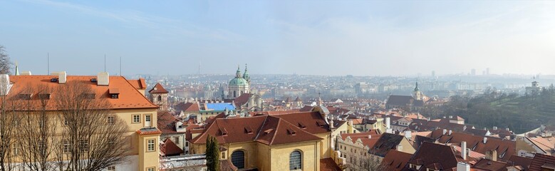 Panorama of Lesser Town in Prague from Hradcany square, Czech.