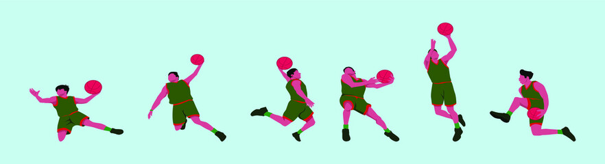 Fototapeta na wymiar set of slam dunk action cartoon icon design template with various models. vector illustration isolated on blue background