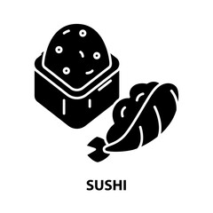 sushi sign icon, black vector sign with editable strokes, concept illustration