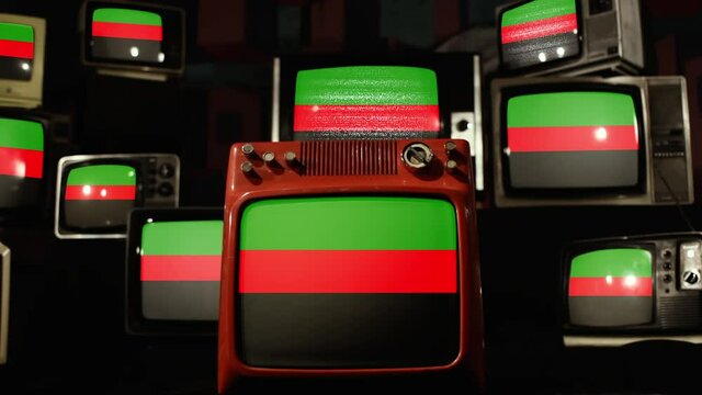 The Republic of New Afrika flag and Vintage Televisions.