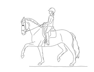 Fototapeta na wymiar Young girl trots beautifully on a horse
