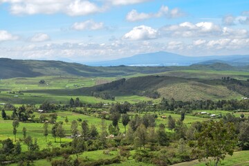 Fototapeta na wymiar Scenic countryside landscapes against sky in rural Kenya