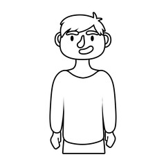 young man avatar character line style icon