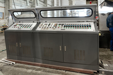 Extruder control panel for the production of plastic granules from waste plastic bottles.